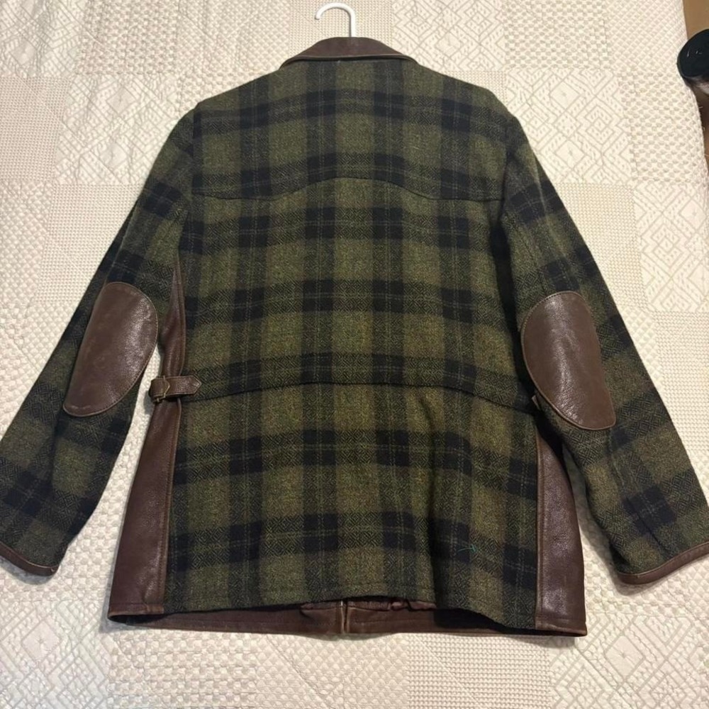 Rare 90s Gap Green and Brown Leather/Wool Jacket, Medium - Picture 7 of 7